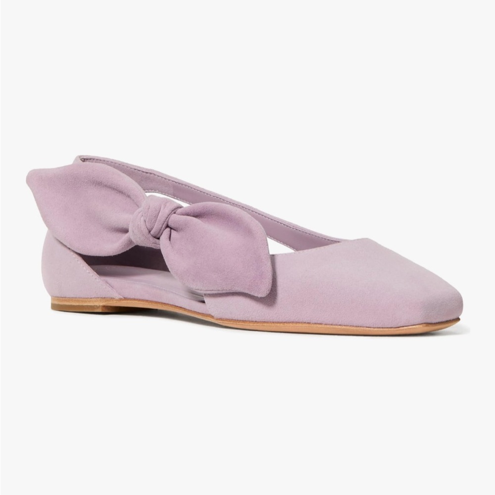 Kate Spade Bunnie Suede Flats Lavender Slingback Bow Ballet Shoes Size 8 - Picture 5 of 6